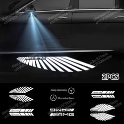 Car Dynamic Rearview Mirror Carpet Light Angel Wings Welcome Light Led For Mercedes benz W177 W247 W205 W222 GLA GLB GLC GLS EQC