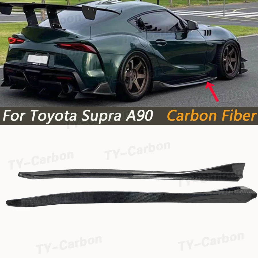 Echte Carbonfaser für Toyota Supra A90 A91 MK5 2019+ VS Seitenschweller-Verlängerungsplatte Lippen-Separator Stoßstangen-Seitenspoiler Karosserie-Kits