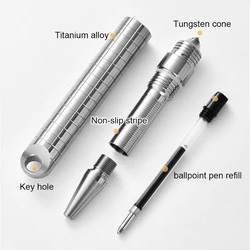 Necklace Pendant Mini Titanium Portable Signature Pen EDC Portable Keychain Pen Travel Metal Ballpoint Pen Break Windows Tool