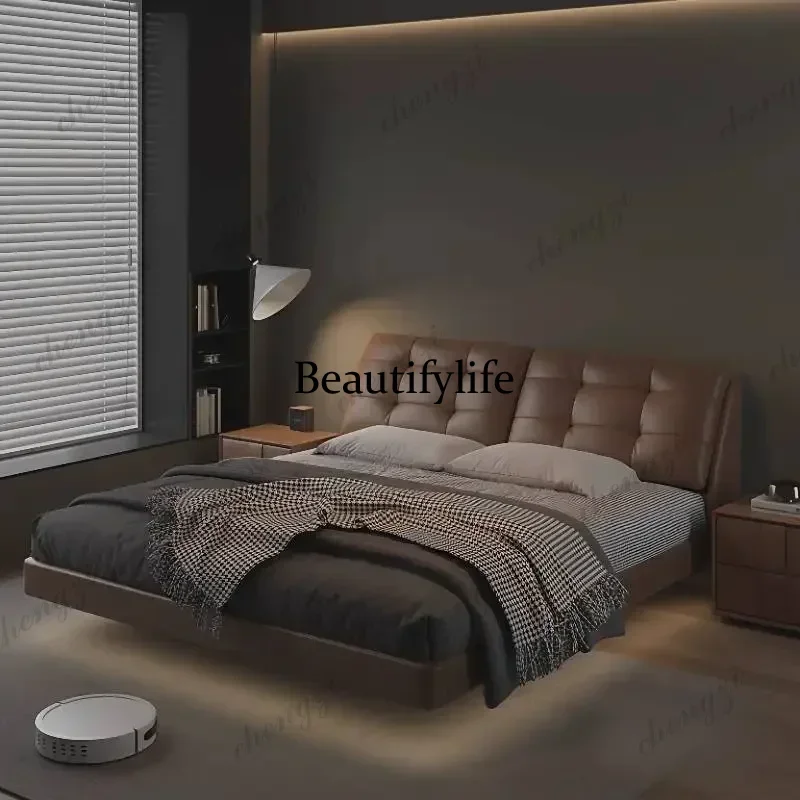 Minimalist Black Double Bed Design Decoration Modern Pliable Double Bed Luxury Wooden Camas Matrimoniales Furniture For HomeN138
