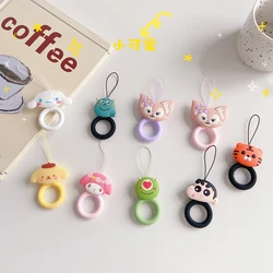 Cute Cartoon Phone Strap Ring For iPhone Huawei Samsung Universal Phone Anti-Lost Ropes Silicone Finger Ring Pendant Accessories