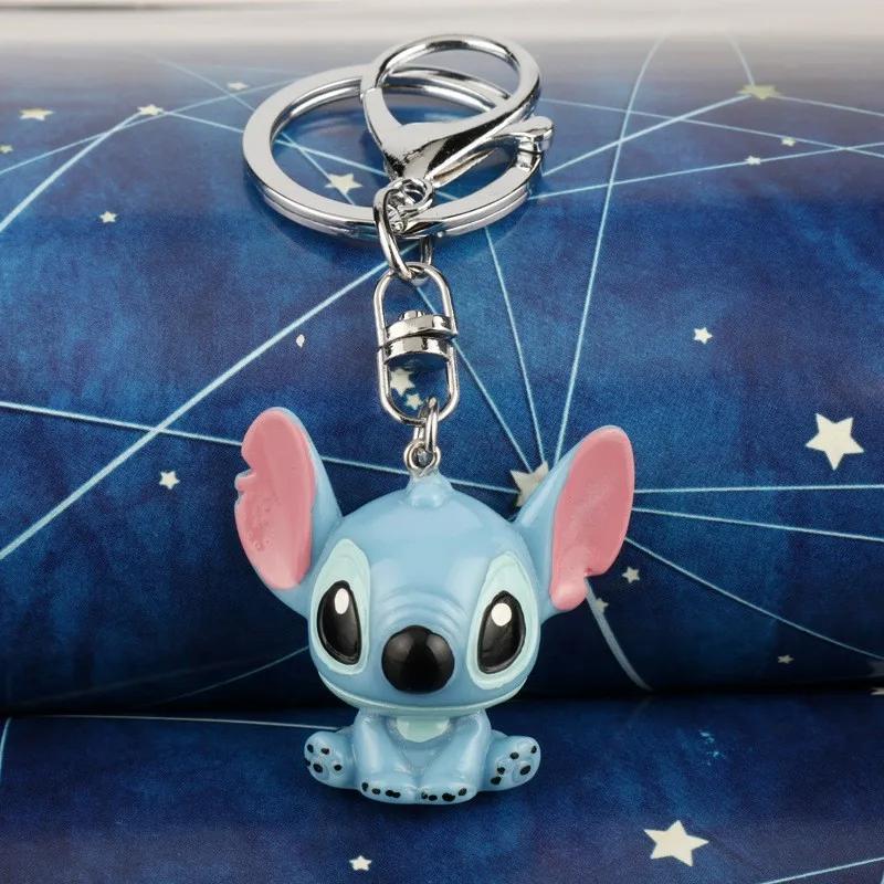 Disney Stitch Keychain Cartoon Sitich Angel Action Anime Figures Doll Toys Cute Backpack Car Pendant Ornaments Childrens Gifts