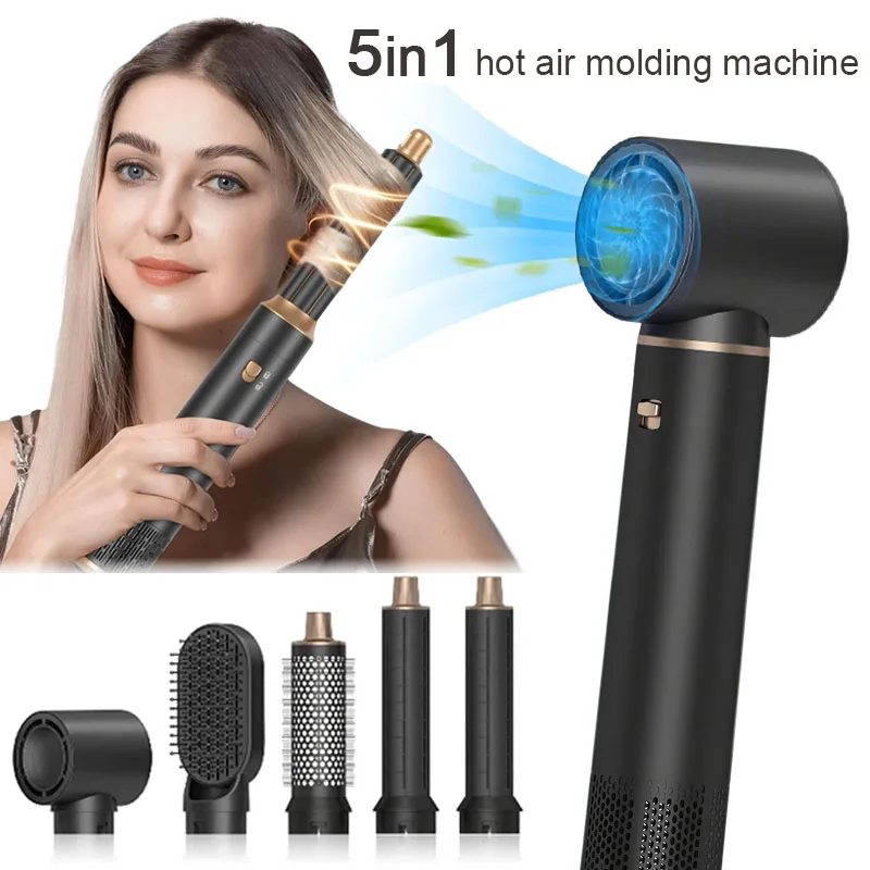 

Новая расческа с горячим воздухом 5-в-1, домашний рулон для выпрямления волос с высоким ветром, фен для укладки волос, автоматический многофункциональный набор для завивки волос