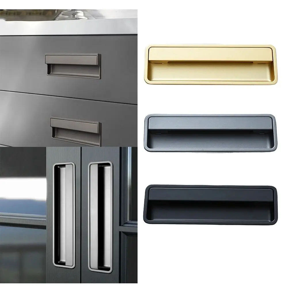 Fashion Aluminium Alloy Recessed Door Handle Furniture Invisible Door Handlebar Hardware Sliding Door Pull Kitchen