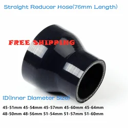 3-ply 45mm 50mm 51mm 55mm 56mm 57mm 60 64mm for 76mm Length Straight Reducer Hose General HOSE Silicone Coolant Intercooler Hose