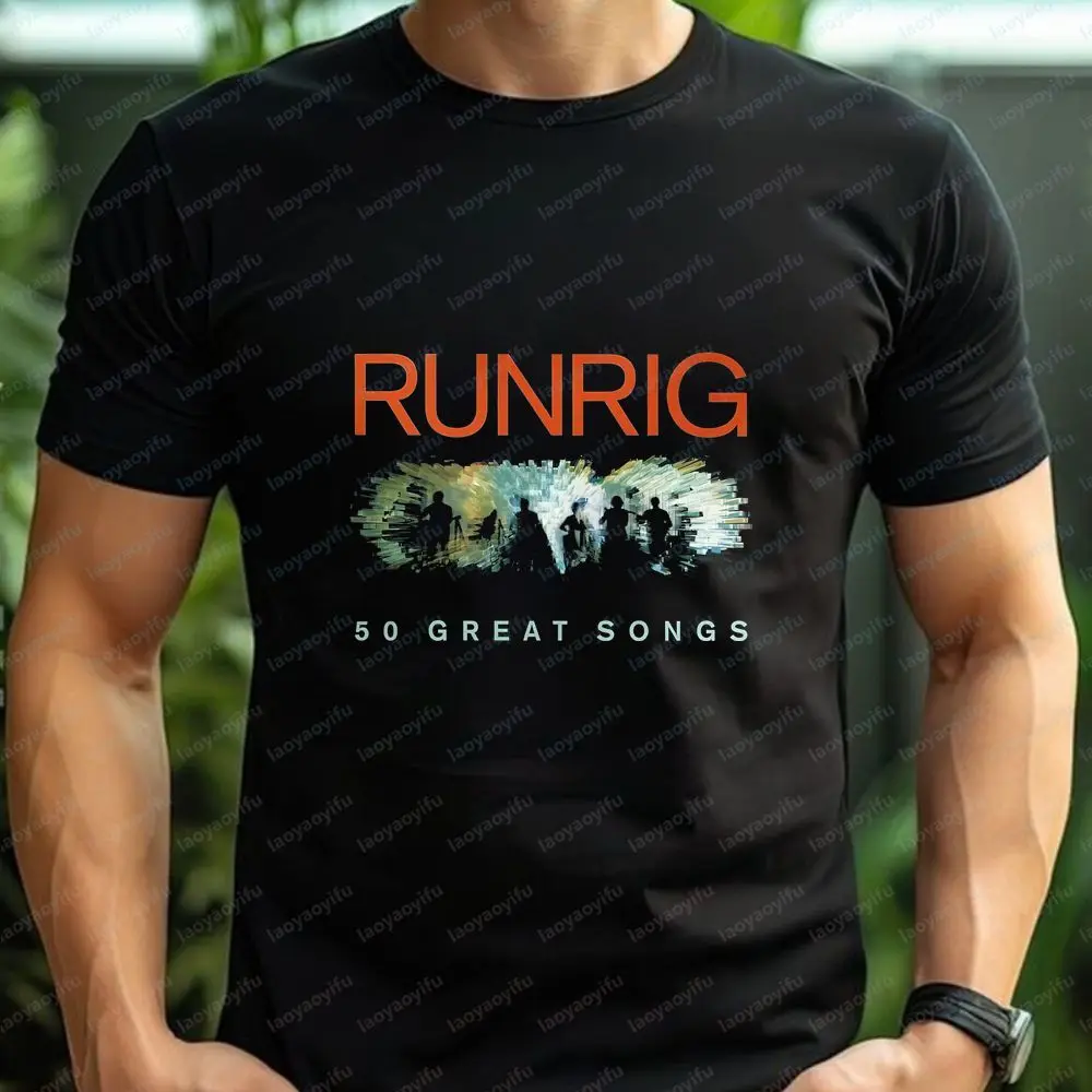 RUNRIG - Classic Music Style Band Print T-shirt for Men and Women, Featuring A Trendy and Versatile Design in A Large Size