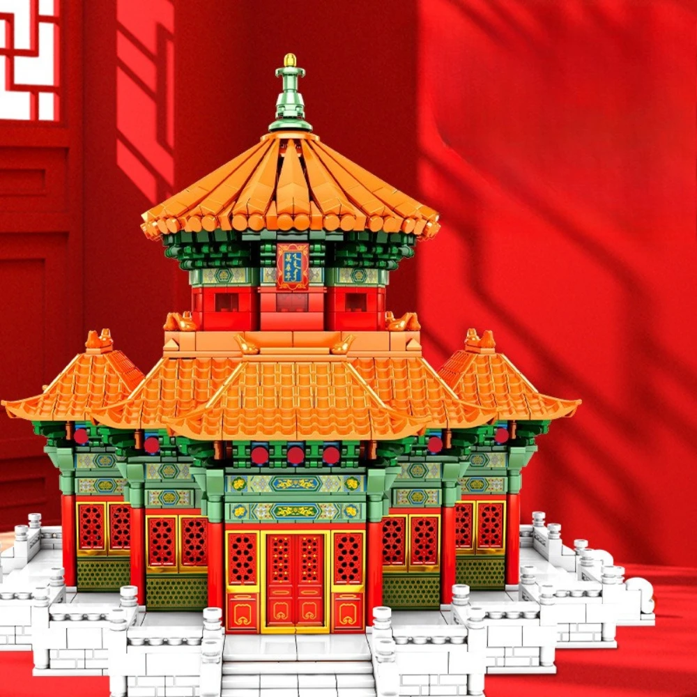 MOC Wanchun pabellón antiguo palaciego conjunto de bloques de construcción arquitectura templo Cultural iglesia juguetes niños vacaciones regalos de cumpleaños