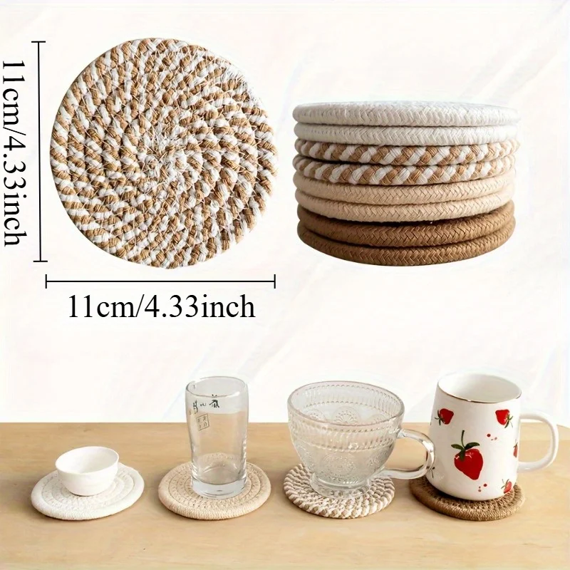 مجموعة قواعد أكواب ماصة مكونة من 8 قطع، سجادات مشروبات بسيطة لديكور المنزل لطاولة القهوة، هدية الترحيب بالمنزل الجديد #3