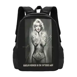 Marilyn Monroe : As The Tattooed Lady Print 3D Print Design Backpack Student Bag Marilyn Monroe Tattooes Piercing Actress Actor