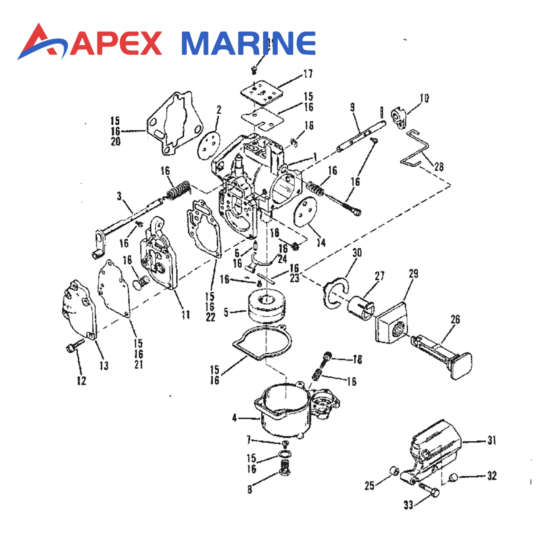 1395-811357 Carburetor Repair Kit for Mercury Ouboard 6 8 9.9 10 15 20 25 HP 2cyl Boat Motor Parts Replacement 1395-97611