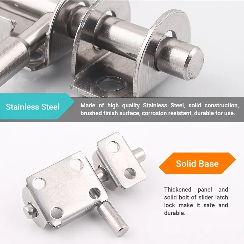 1-5PCS Stainless Steel Door Latch Solid Sliding Bolts Latch Hasp Home Hardware Gate Safety Toilet Door Lock