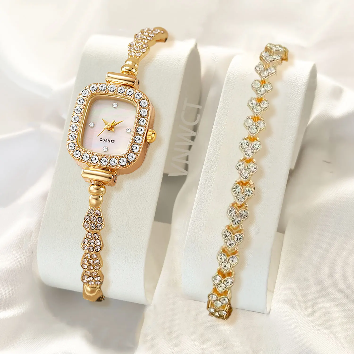 أزياء المرأة حجر الراين ووتش مربع الطلب السيدات ساعات الكوارتز سوار الفرقة ساعات المعصم