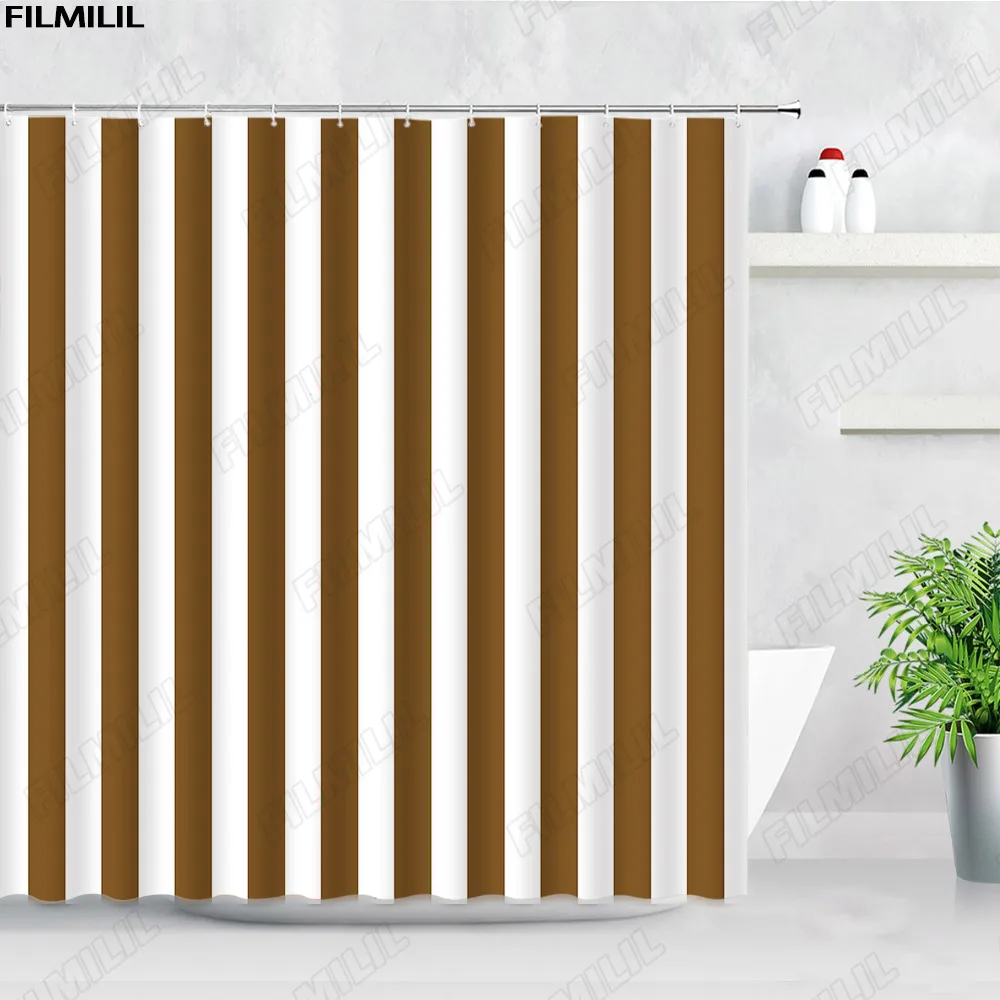 Black and White Striped Shower Curtains Creative Geometric Bath Curtain Modern Minimalist Fabric Bathroom Accessories Decor Sets