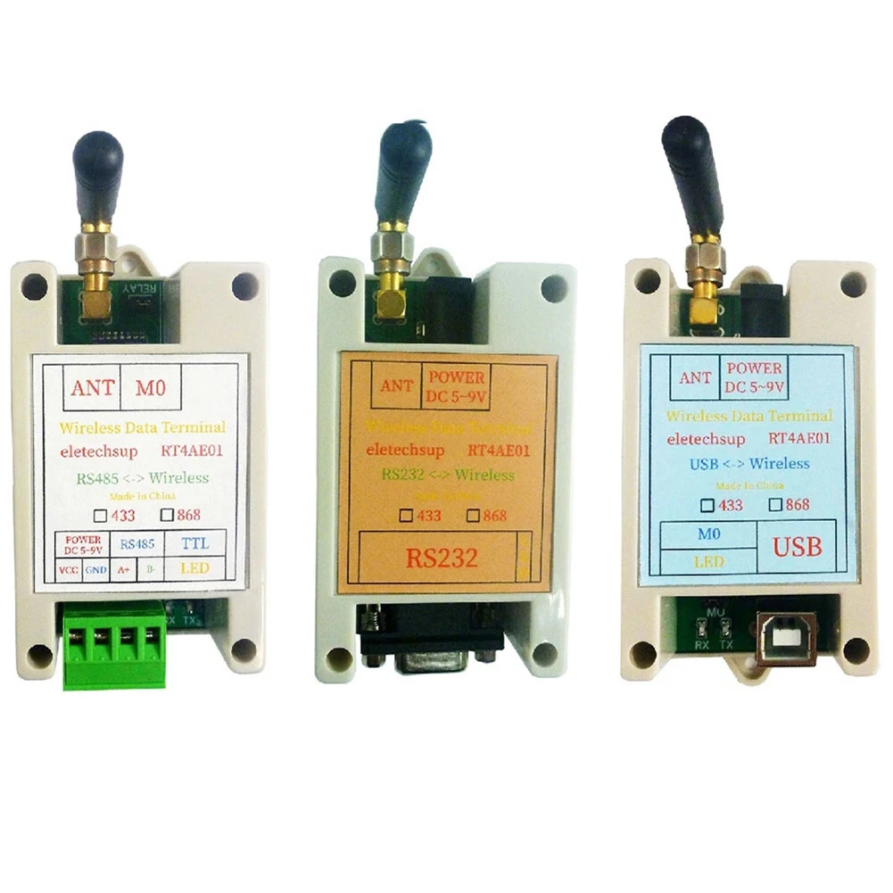 RS232 RS485 USB Wireless Transceiver 433MHz 868MHz Transmitter Receiver Module 4.8V-9V Serial Data Transmission Module