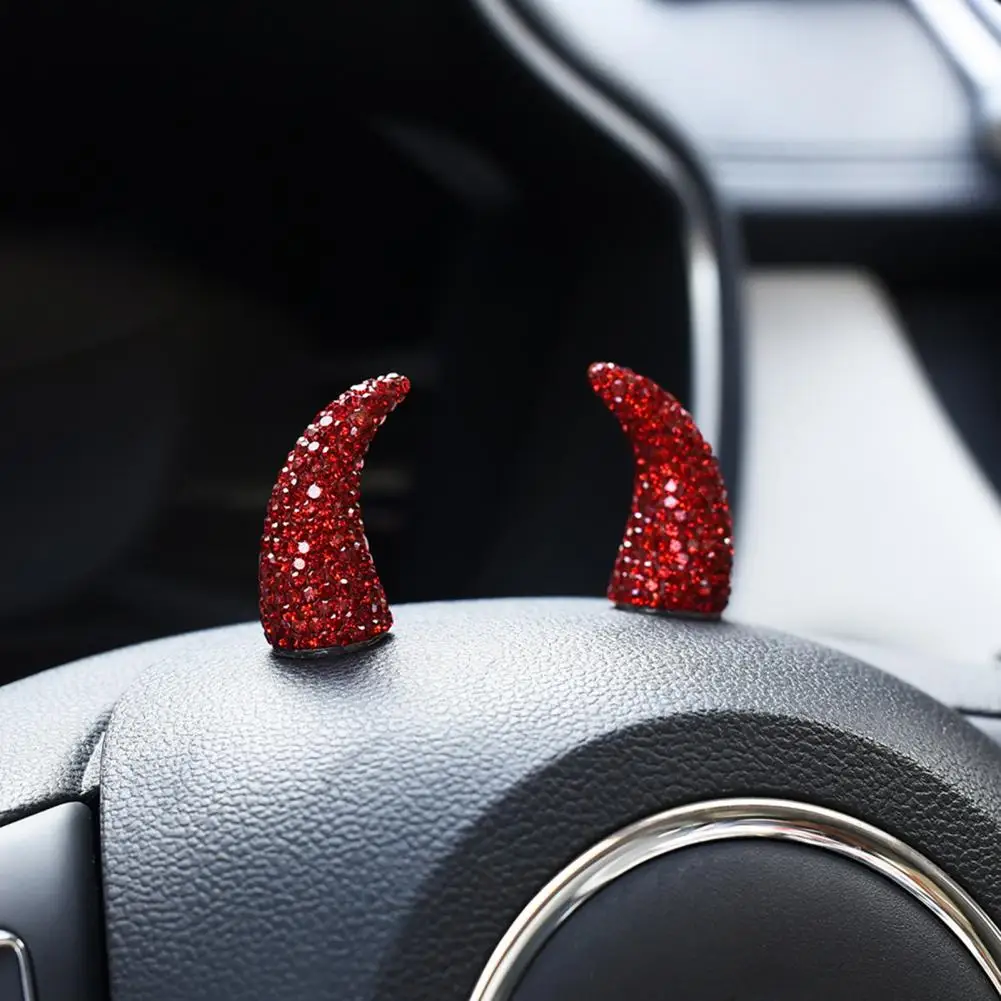 Cosplay Costume Horns for Wigs 1 Pair Rhinestone Devil Horns Car Dashboard Decor Faux Hair Clips Sparkling for Halloween