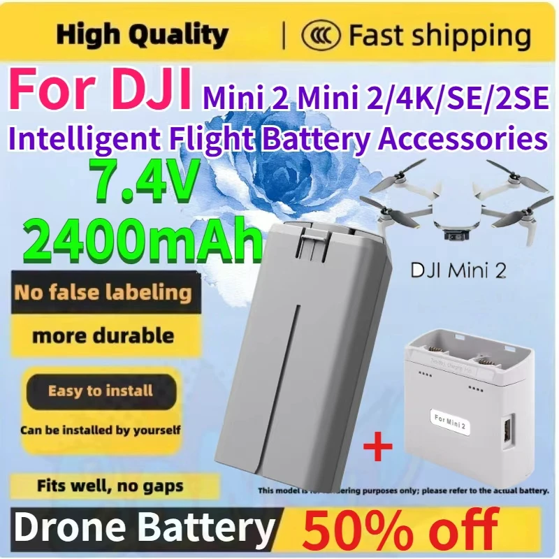 

New 7.7V 2400mah Drone Battery or Charger for DJI Mini 2 Mini 2/4K/SE/2SE Intelligent Flight Battery Accessories Large Capacity