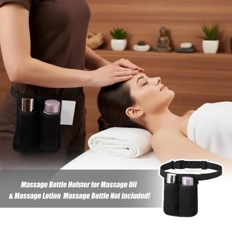 Single Double Hole Massage Waist Pouch 1Pcs Waterproof Adjustable Belt Massage Bottle Holder for Outdoor SPA Events