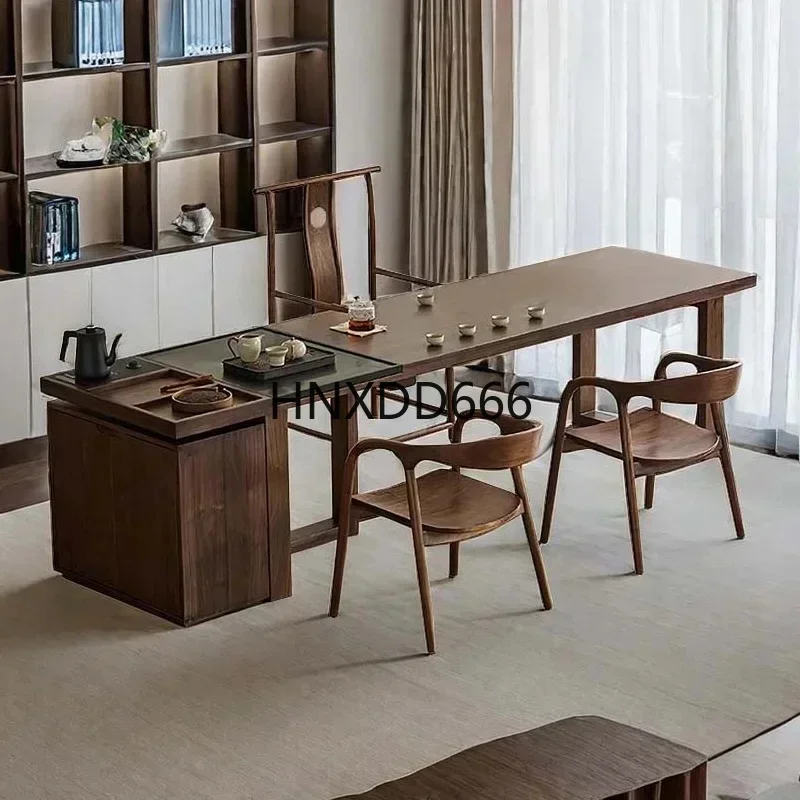 Large modern living room tea table in black mahogany log combination design