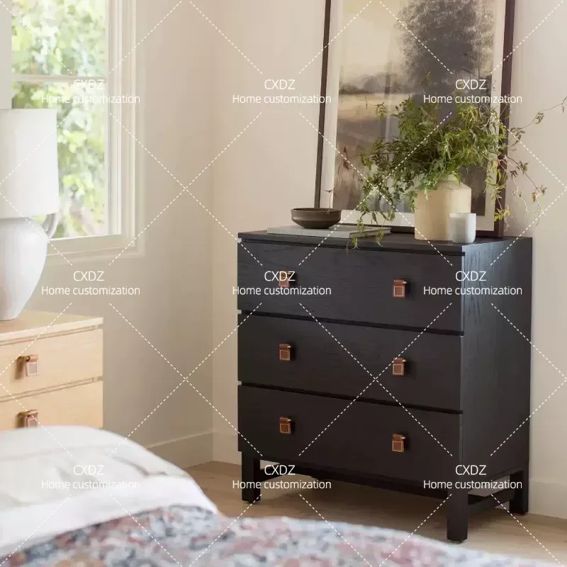 American Simple Light Luxury Oak Six Drawer Dresser Solid Wood Bucket Cabinet European Style Entrance Storage Furniture