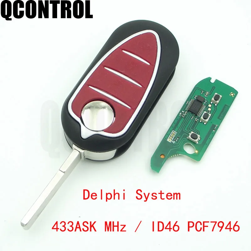 

QCONTROL Car Remote Key 433MHz Transponder PCF7946 Chip For Alfa Romeo Mito for FIAT 500 DobloGiuliite 147 156 166 GT key