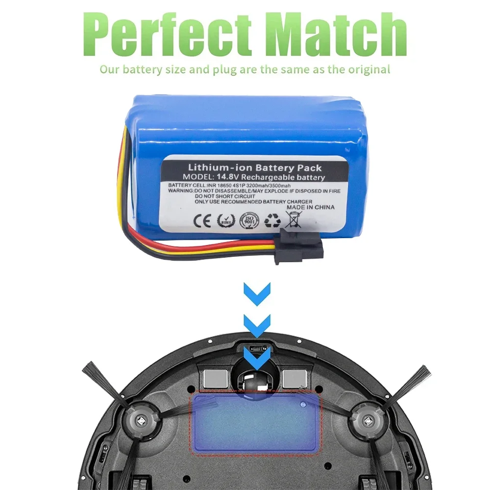 Battery For Qihoo 360 S5 S7 S7Pro T90 X9 3900mAh 14.4v Robotic Vacuum Cleaner Replacement Batteries Part
