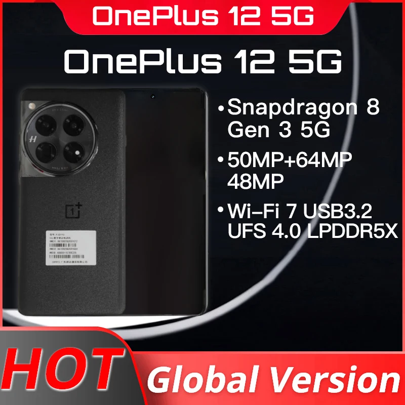 

Global Version OnePlus 12 Snapdragon 8 Gen 3 100W SUPERVOOC Charge 120Hz 4th Generation Hasselblad Camera 16G 512G 50MP