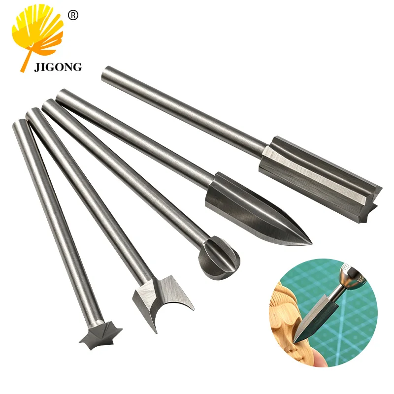 5 Piece Set of 3mm High Speed Steel Woodworking Milling Tools Electric Woodworking Special Shaped Carving Knives