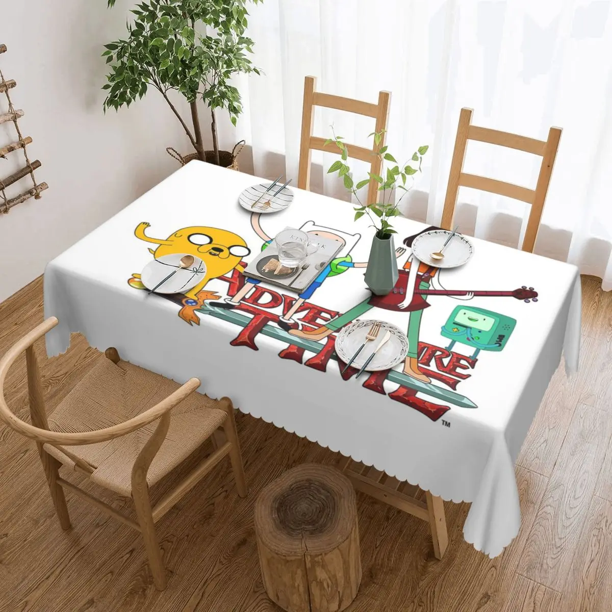 

Adventure Time Marceline, Finn, Jake And BMO Rectangular Tablecloth Waterproof Table Cover for Dining Events Table Cloth