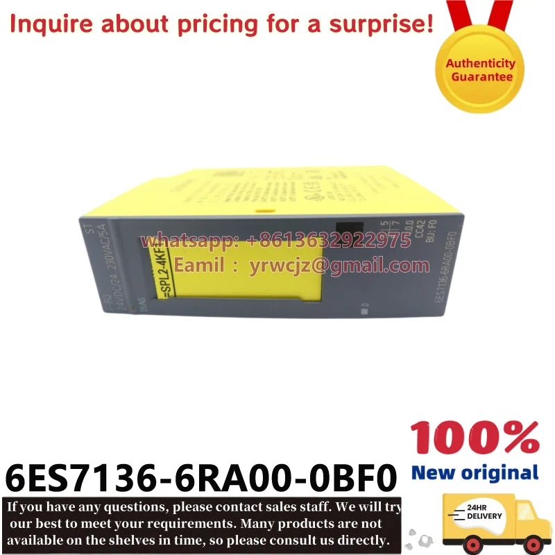 6ES7136‑6RA00‑0BF0 Siemens ET200SP F‑RQ 1 24VDC 24‑230VAC 5A ST Safety Relay Output Module PLC Brand New Original