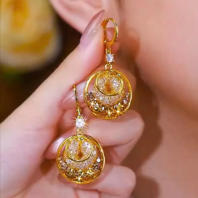 

Gorgeous and shiny high-end coffee colored mesh earrings for women, popular retro and ethnic style earrings