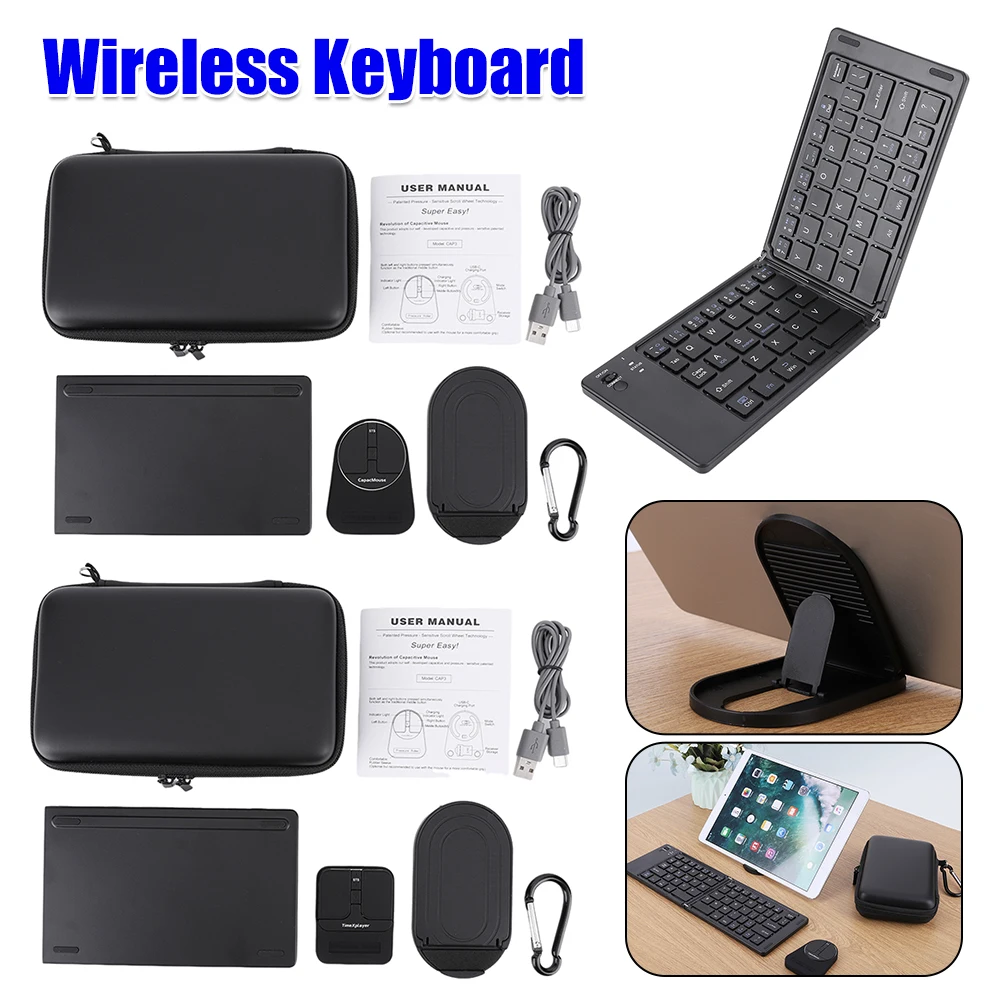 

Capacitive Mouse Folding Keyboard Set Ultra Thin Computer Mouse Dual BT 5.2/2.4G/USB Mini Capacitive Mouse for Home Office