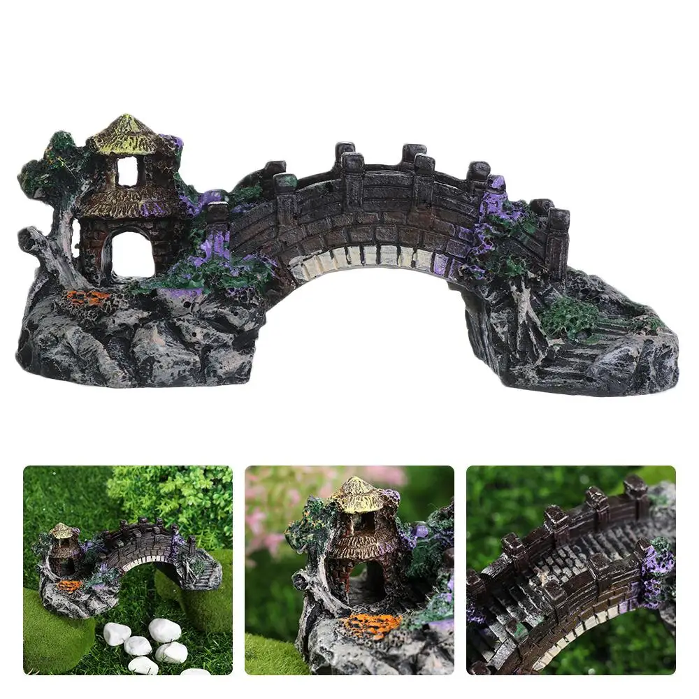 New Accessories Aquatic Pet Supplies Resin Aquarium Ornaments Fish Tank Ornament Artificial Bridge Rockery Fake Landscaping
