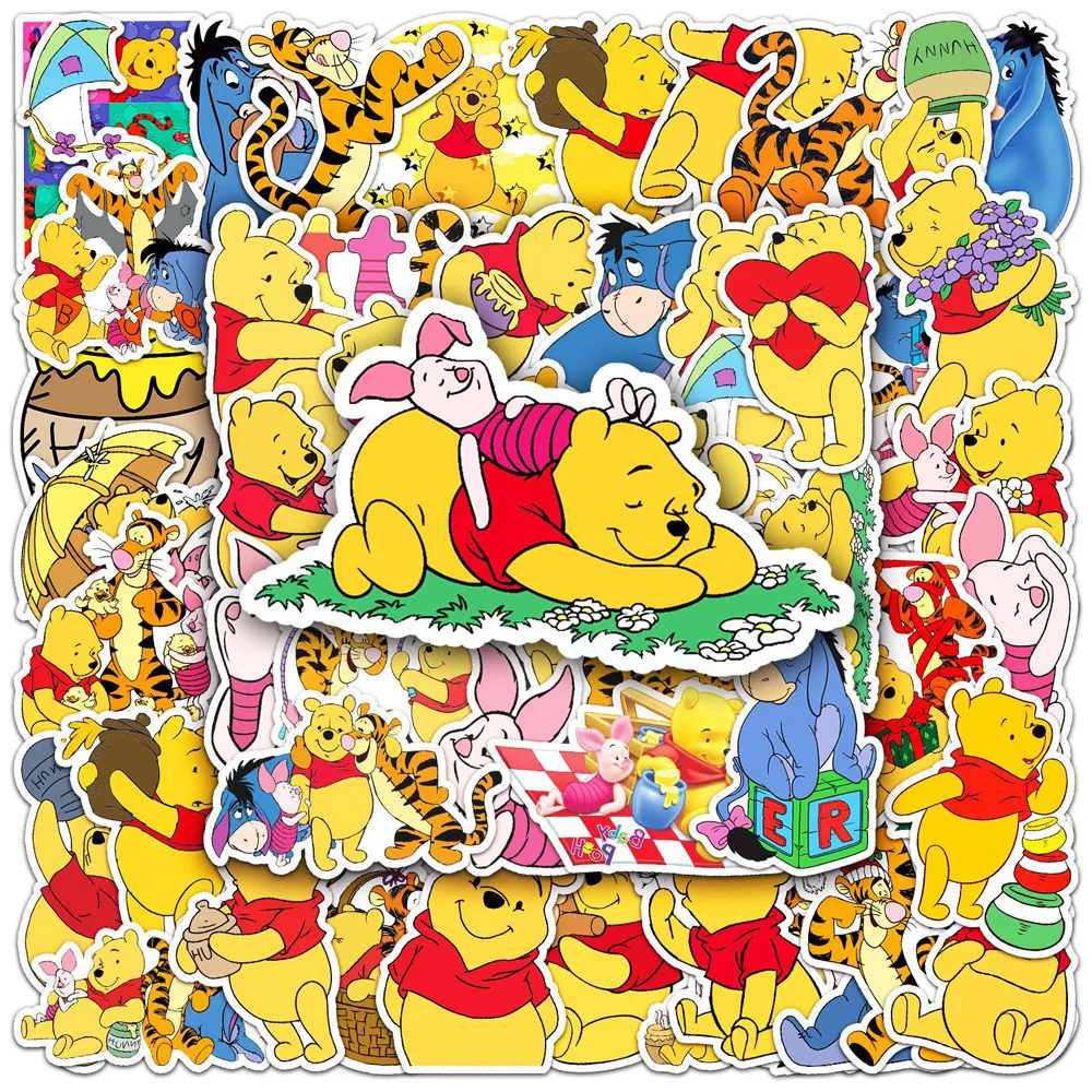 10/30/50pcs Disney Cartoon Winnie The Pooh Stickers Pooh Bear Piglet Tigger Sticker Luggage Laptop Waterproof Decals Kids Gifts