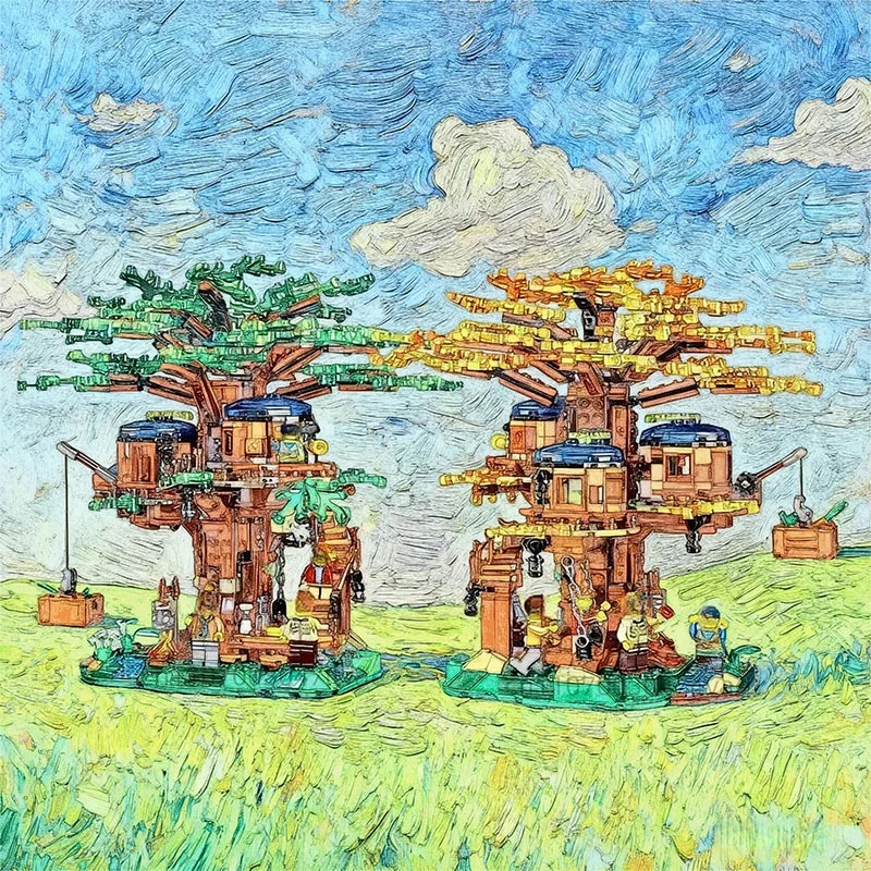 مكعبات بناء بيت الشجرة ألعاب تجميع الفصول الأربعة هدايا عيد ميلاد الأصدقاء الجيدين للرجال والنساء هدايا عيد الميلاد ذاتية الصنع