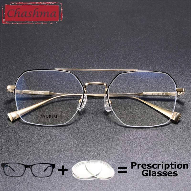 Men Pure Titan Prescription Eyeglasses Double Bridge Photochromic Multifocal Progressive Recipe Glass Blue Ray Block Lens