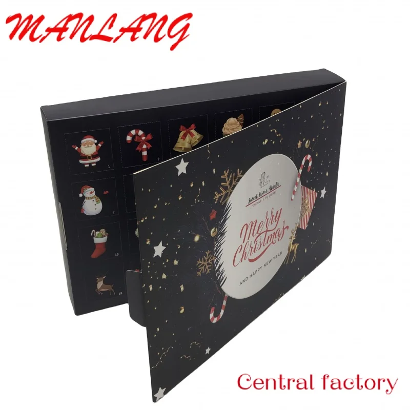 Custom  Custom Gift Paper Packaging Advent Calendar Box with Custom Logo Printed