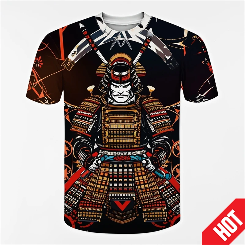 2024 Hot-sale Samurai Mask Graphic T-shirts For Men Harajuku Streetwear 3d Print Short Sleeve Round Neck Male T Shirt Y2k Tops