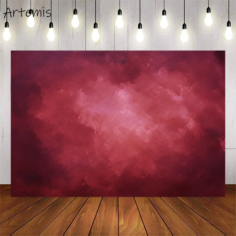 Valentine's Day Background Abstract Claret Painting Brushwork Textured Art Children's Birthday Portrait Backdrop Photo Studio