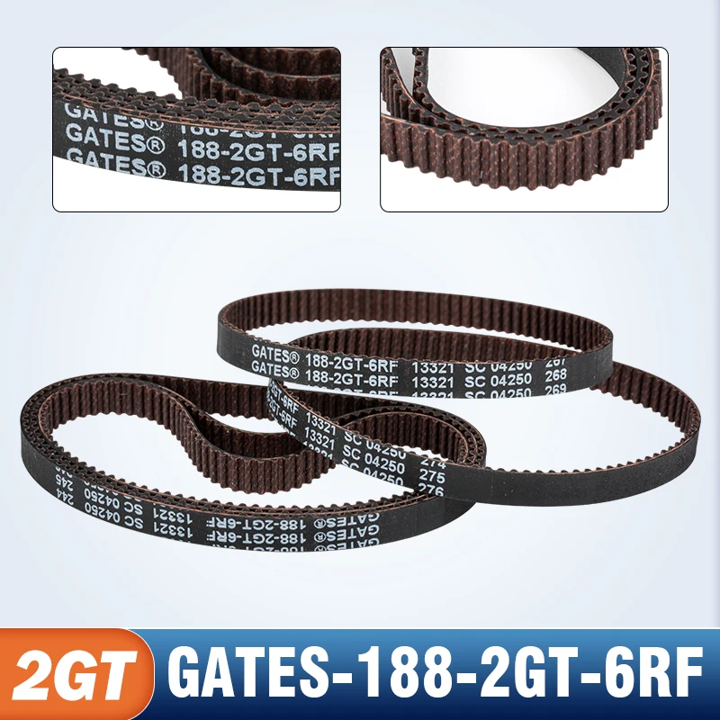 

4PCS VORON GATES-188-2GT-6RF Closed Loop Synchronous Belt GT2 Width 6mm L188mm Timing Belt Loop Wear Resistant 3D Printer Parts