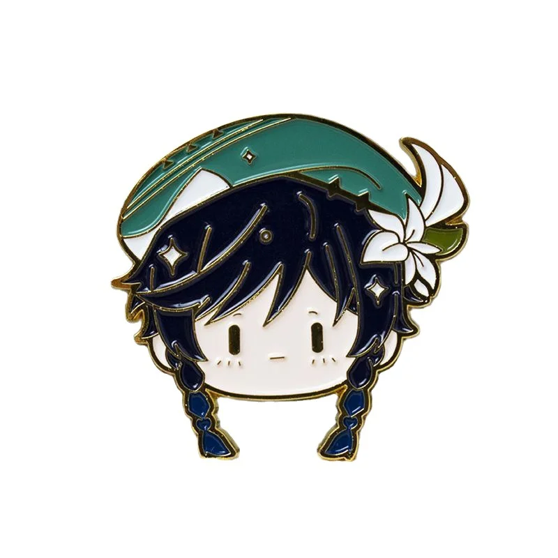 1PC Anime Game Genshin Impact Xiao Hutao Alloy Lapel Badges Clothes Jewelry Collar Brooches Accessories Cute Gifts For Friend
