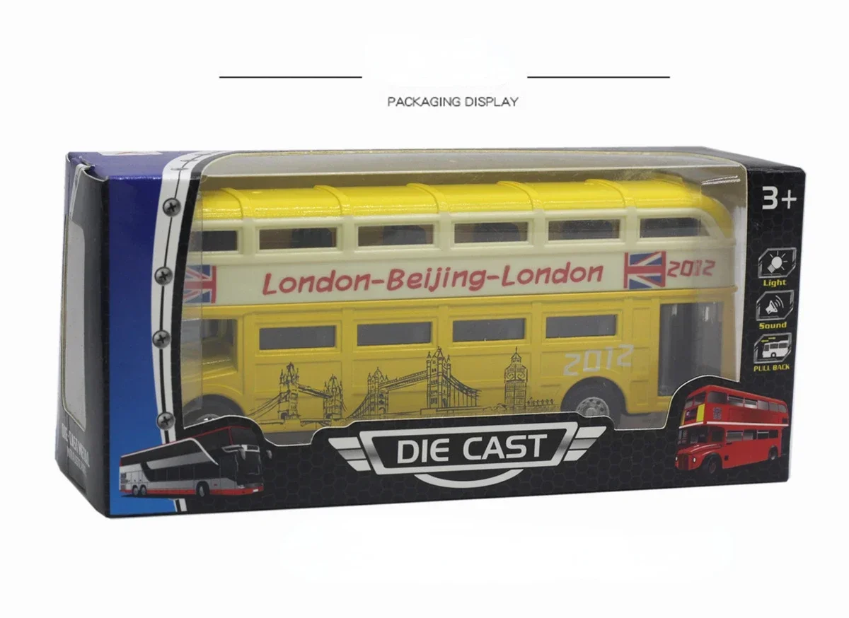 1: 90 London Double decker Bus Alloy Model Open Door Sound and Light Bus Model Hot Selling Toy