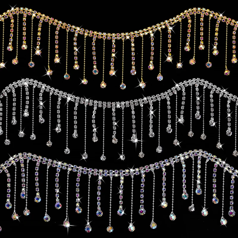 Ducrystal 40/90cm Crystal Claw Chain Sewing/Glue on Clear Rhinestone Decorative Chain Craft Wedding Dress DIY