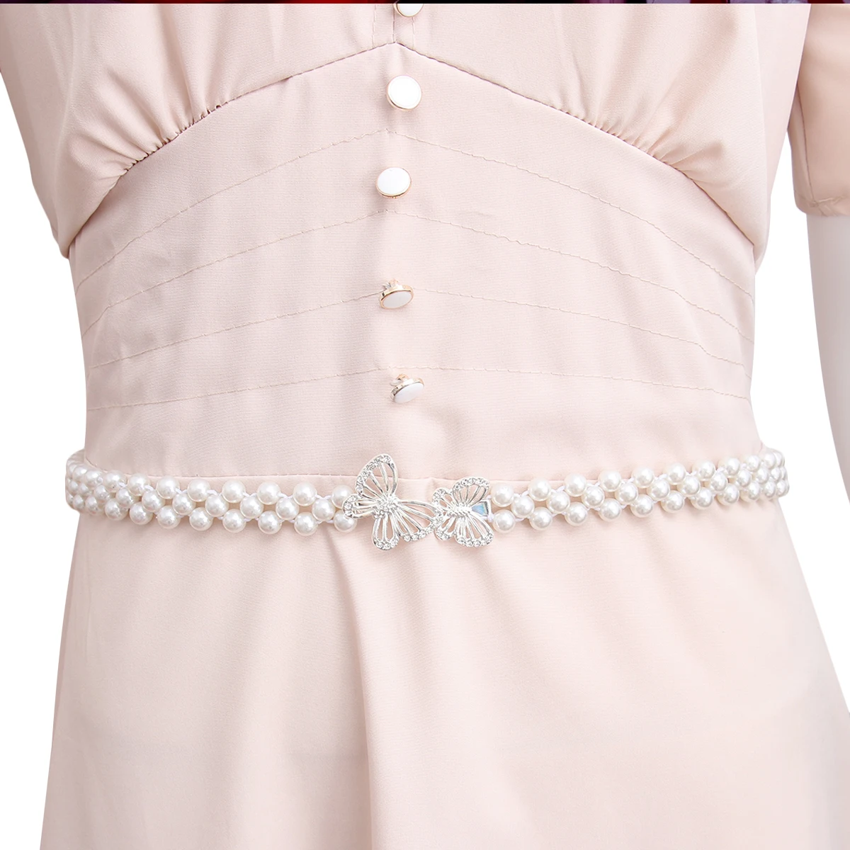 

Pearl Flowers Waist Chain Lightweight Alloy Plastic Rhinestone Bride Belt Dress Accessories Fashionable Beach