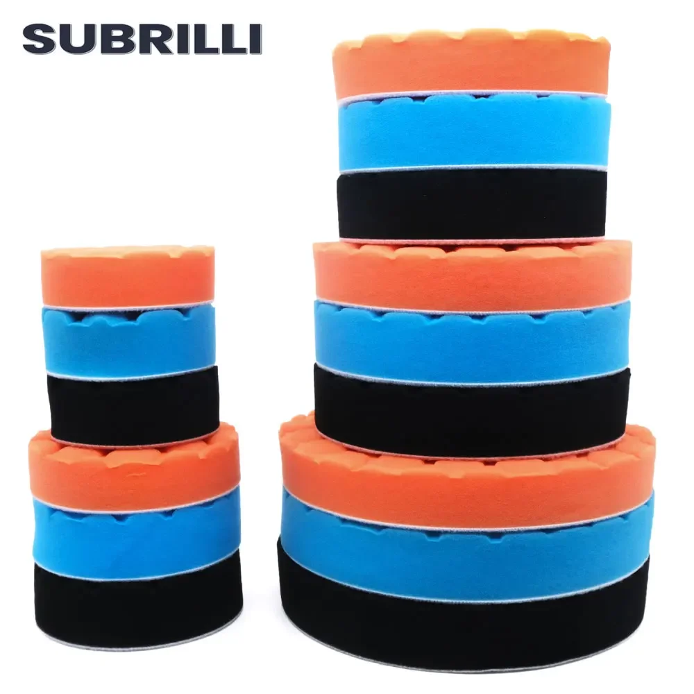 SUBRILLI 3/4/5/6/7 นิ้วรถผลิตภัณฑ์ขัดแว็กซ์ฟองน้ําล้อขัด Buffing Disc ชุด Backer วาง 5/16 "-24 T