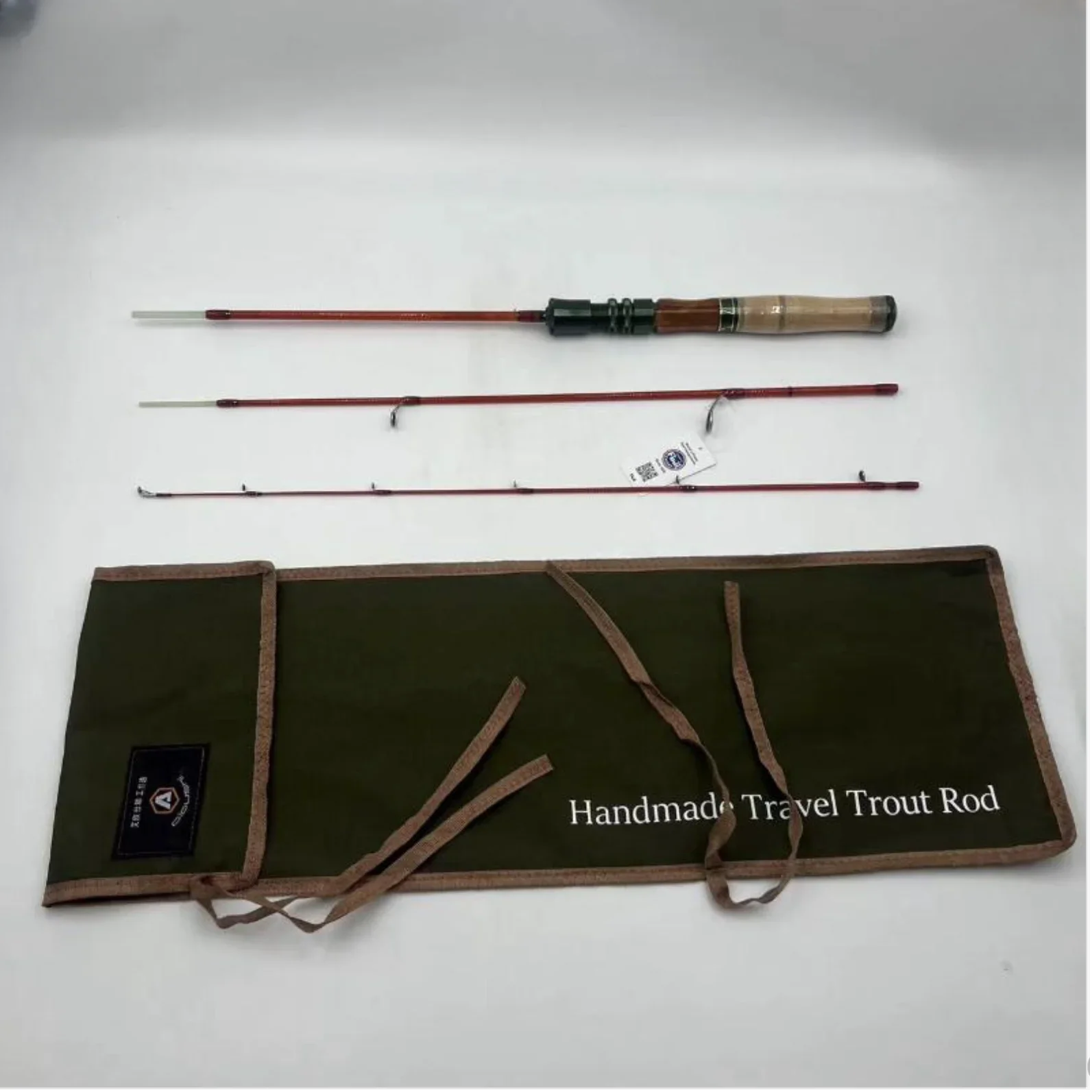 AIOUSHI All hollow fiberglass trout rod, easy to carry, 1.5 m long three-section, Cork locking handle