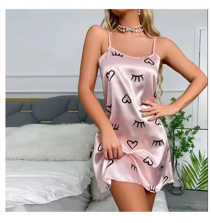 Women's Sexy Lingerie Babydoll Nightdress Sleepwear Underwear Dress Pajamas Print Sleeveless Nightwear Nighties Pijama Chemise