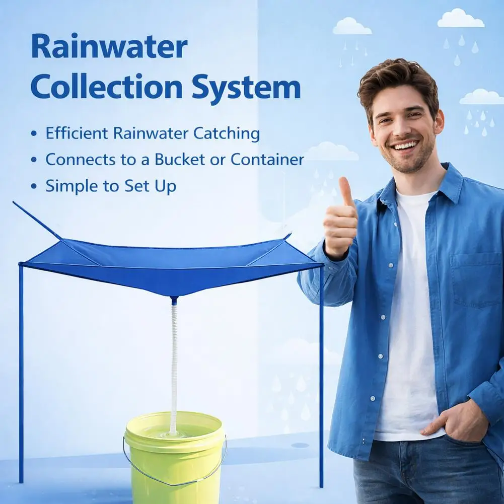 Regenfänger für Garten: Wasserfangtuch mit Schlauch und Filter für Rasen und Garten – Detail 4