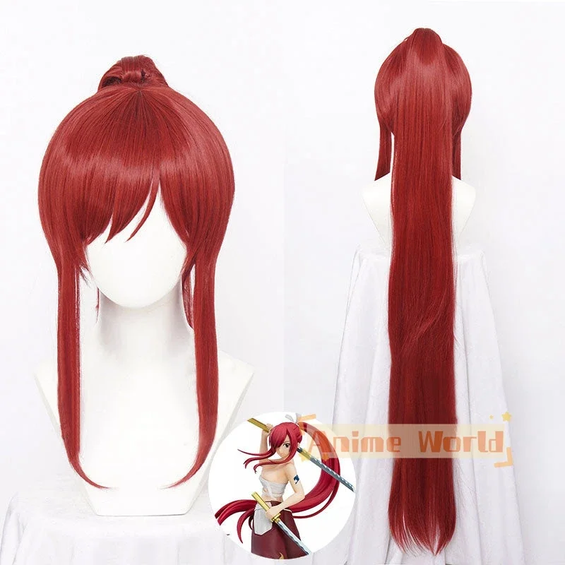 Erza Scarlet Red Cosplay Wig Halloween Synthetic Hair Heat