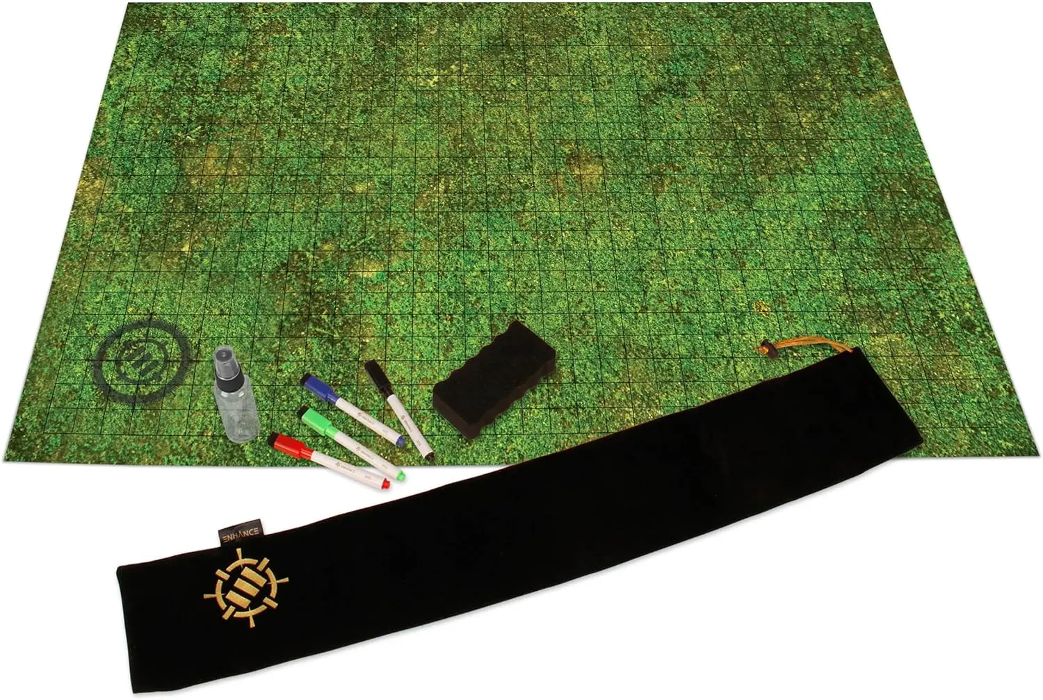

24x36 inch RPG Grid Mat - Erasable DND Battle Map with Pouch & Markers