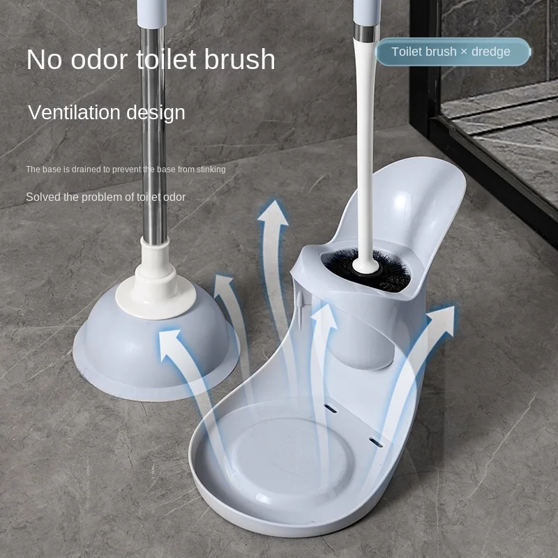 Toilet Dredger Toilet Plunger Sewer Dredging Gadget Toilet Brush Toilet Brush Suit with Base